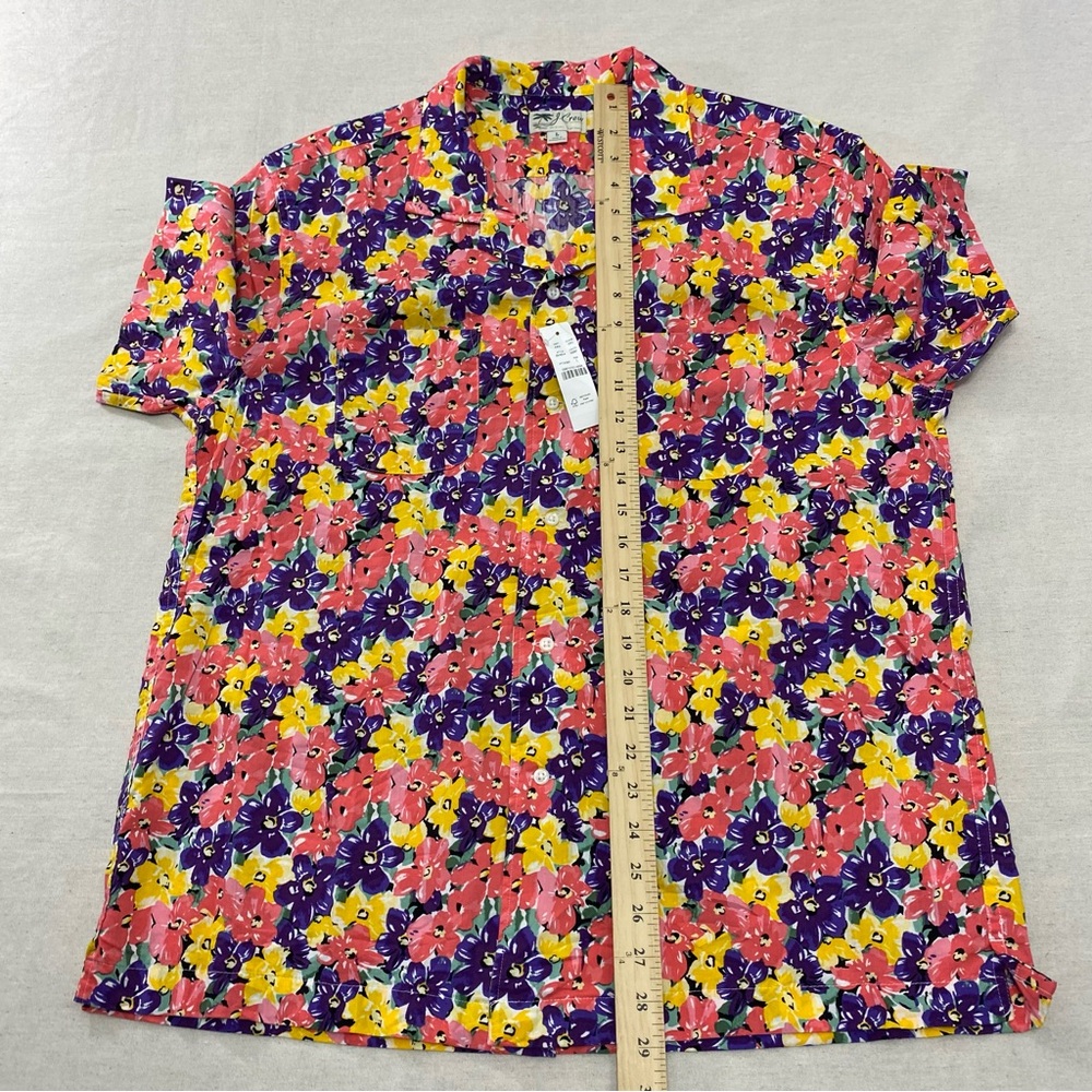 J Crew NWT Shirt Mens L Beach Hawaiian Floral AOP Short Sleeve Camp Collar Loop - Picture 10 of 11